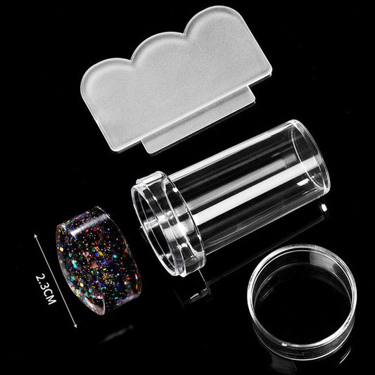 Nail Salon 2.4cm Pure Clear Jelly Nail Art Stamper Scraper Set Print Silicone Marshmallow Nail Stamp Stamping Tools