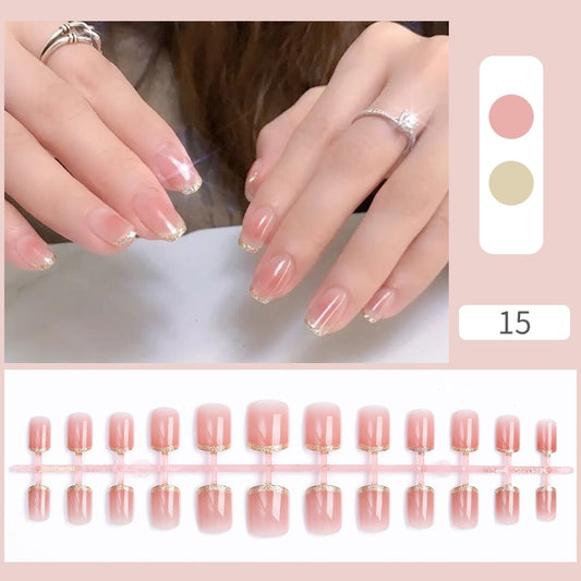 Nails Patches Pink Glitter Nude