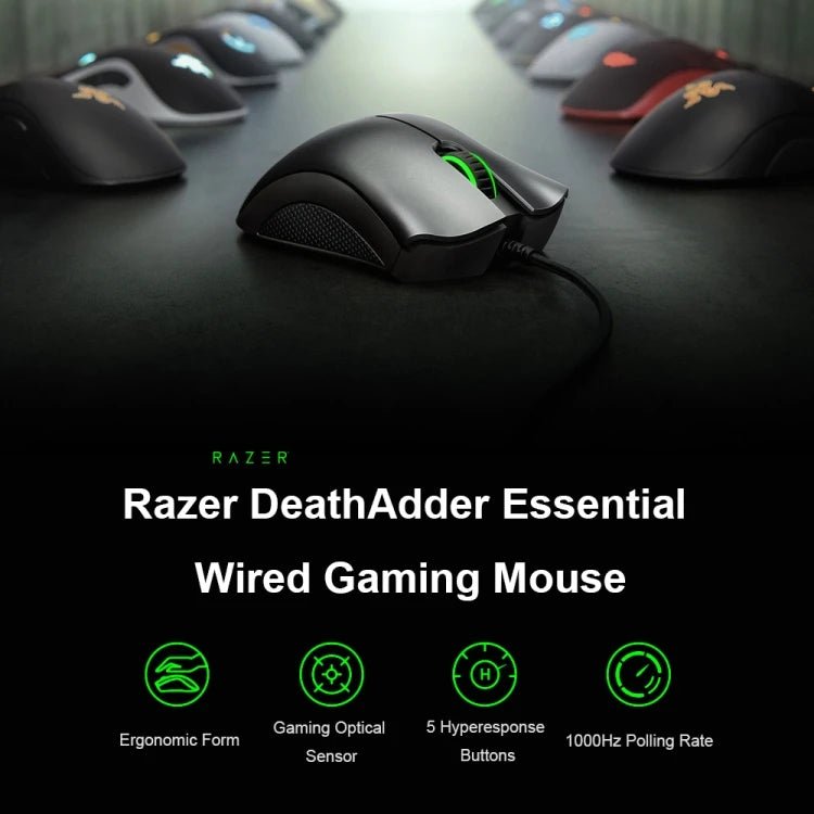 100% Original Razer DeathAdder Ergonomic Design 6400 DPI Optical 5-keys Programmable Razer Wired Mouse - All In One