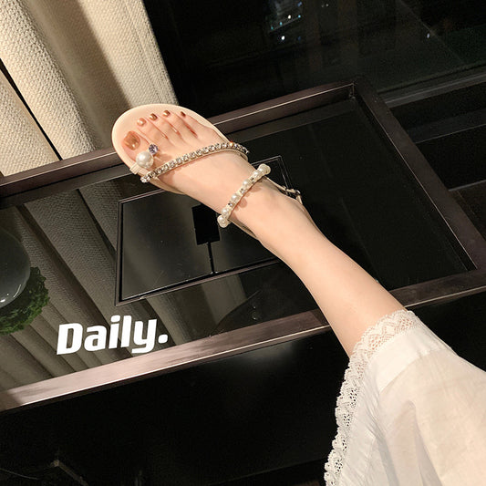 Pearl Thong Flat Sandals