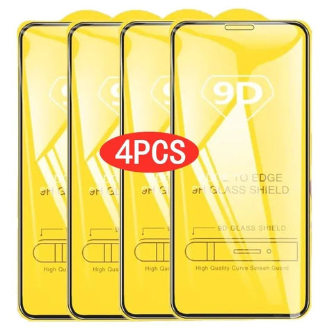 2/4PCS 9D Screen Protector Tempered Glass for IPhone 14 13 12 11 Pro Max Protective Glass for IPhone X XR XS Max 7 8 6S 14 Plus - All In One