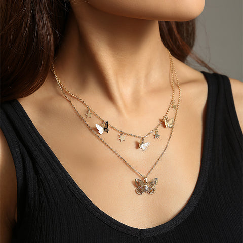 Butterfly multi-layer necklace