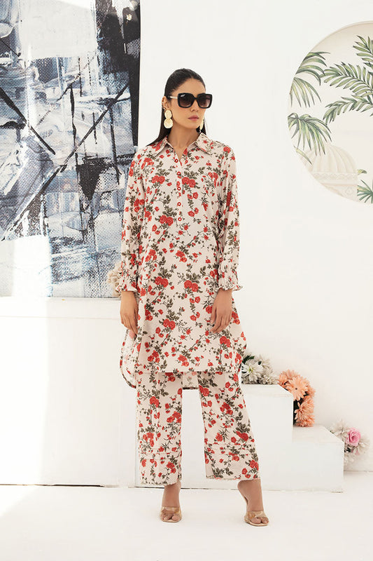 Floral Skin Pant Suits with Digital Printed