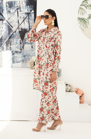 Floral Skin Pant Suits with Digital Printed