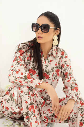 Floral Skin Pant Suits with Digital Printed