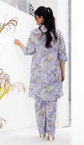 Digital Printed Pant Suits Light Purple