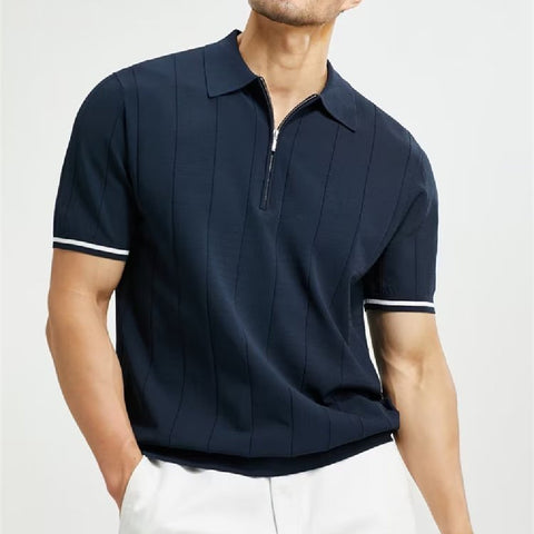 Short Sleeved Zipper Polo T-shirt for Men's Summer Collection