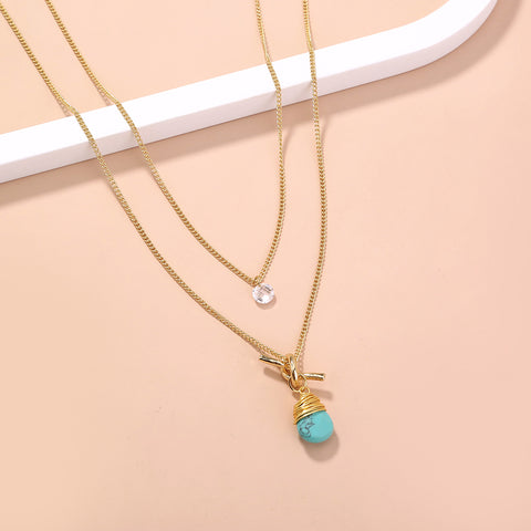 Water droplet simple multi-layer necklace