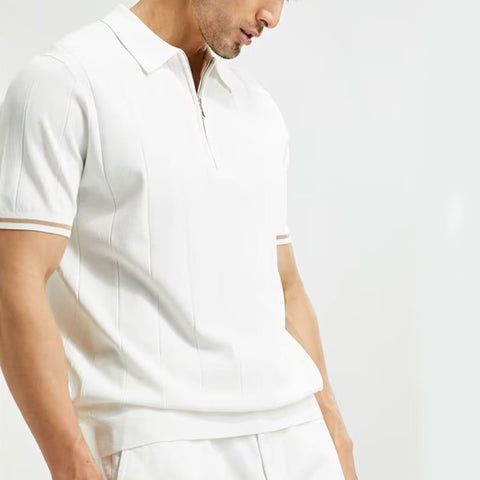 Short Sleeved Zipper Polo T-shirt for Men's Summer Collection