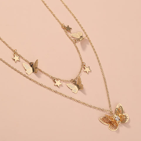 Butterfly multi-layer necklace