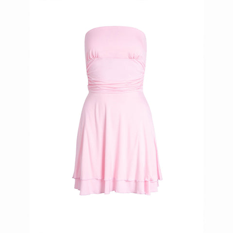 Tube-top Short Dress Summer Sexy Pleated Tight Dresses