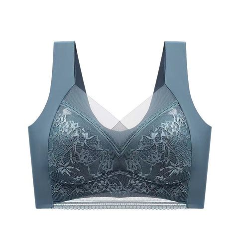 Top High Quality Lace Ladies Underwear Sexy and Comfortable No Steel Rings Fixed Cups Gathered Small Large Size Bra Thin Section