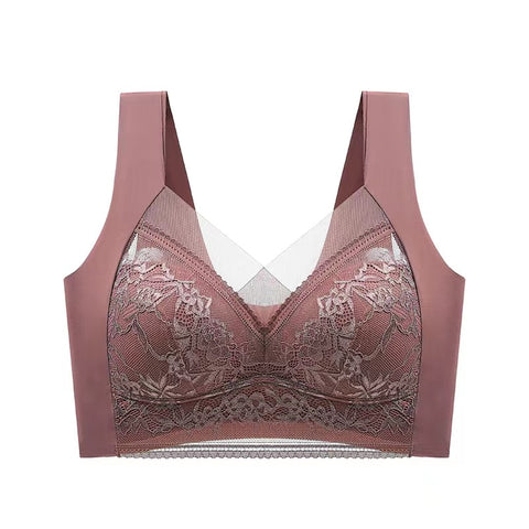 Top High Quality Lace Ladies Underwear Sexy and Comfortable No Steel Rings Fixed Cups Gathered Small Large Size Bra Thin Section