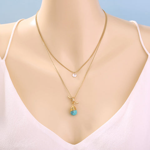 Water droplet simple multi-layer necklace