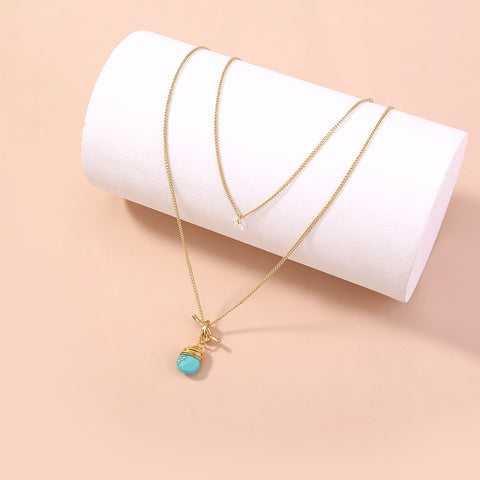 Water droplet simple multi-layer necklace