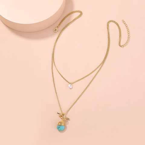 Water droplet simple multi-layer necklace