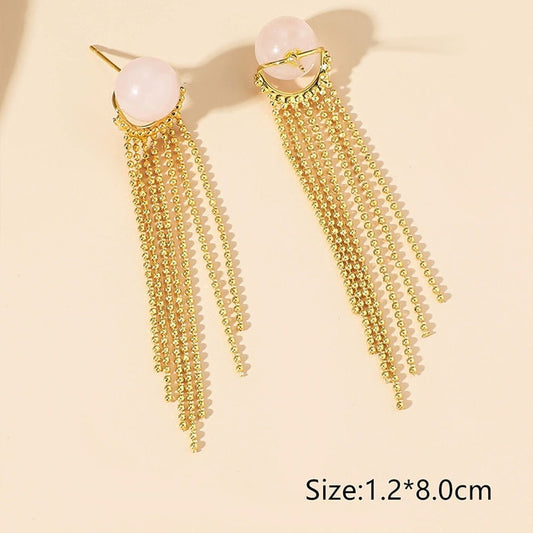 Fashion Statement Earring Long Statement Gold Color Tassel  Earrings For Women Female Wedding Daily Pendant Jewelry Accessories