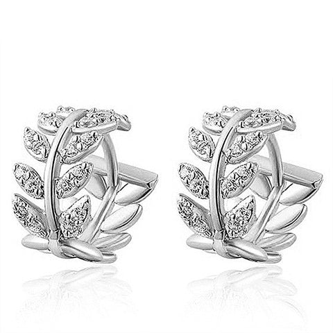 XIYANIKE Silver Color  Hot Selling Leaves Full Zircon Hoop Earrings Female Fashion Simple Gorgeous Jewelry Valentine Gift