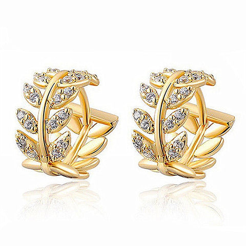 XIYANIKE Silver Color  Hot Selling Leaves Full Zircon Hoop Earrings Female Fashion Simple Gorgeous Jewelry Valentine Gift