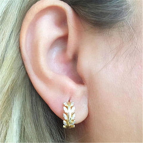 XIYANIKE Silver Color  Hot Selling Leaves Full Zircon Hoop Earrings Female Fashion Simple Gorgeous Jewelry Valentine Gift