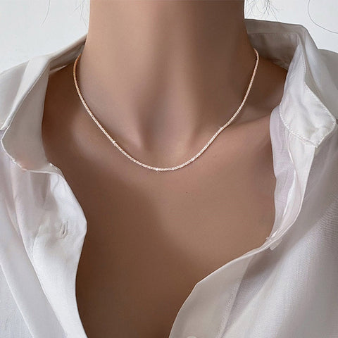 Silver Color Sparkling Clavicle Chain