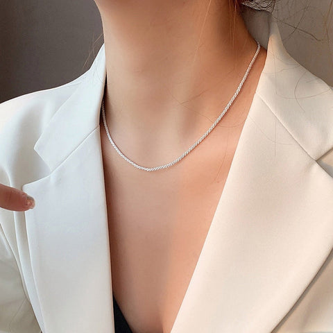 Silver Color Sparkling Clavicle Chain