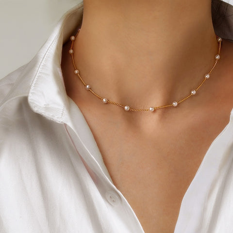 Silver Color Sparkling Clavicle Chain