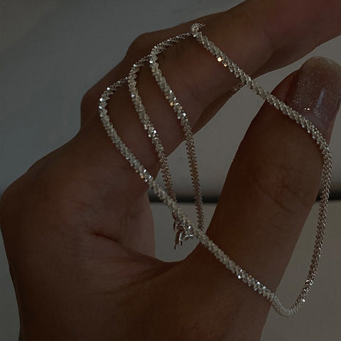 Silver Color Sparkling Clavicle Chain