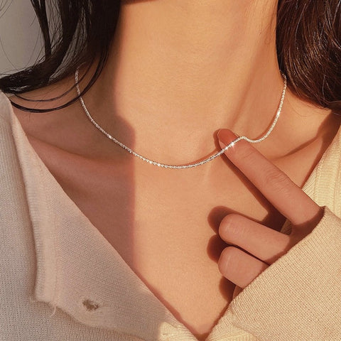 Silver Color Sparkling Clavicle Chain