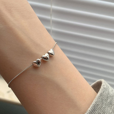 Stainless Steel Double Hearts Bracelet & Bangle for Women