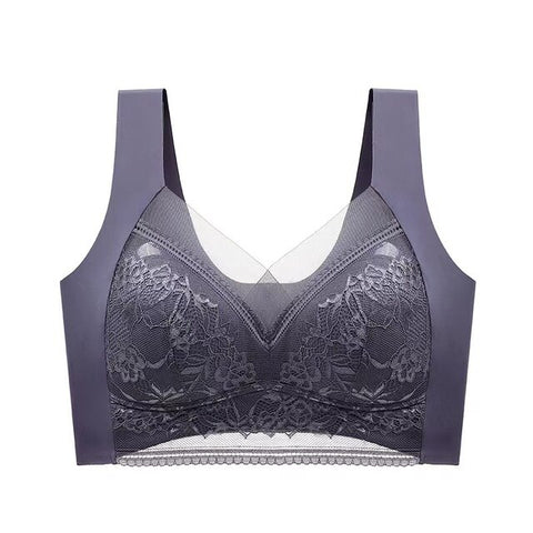 Top High Quality Lace Ladies Underwear Sexy and Comfortable No Steel Rings Fixed Cups Gathered Small Large Size Bra Thin Section