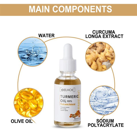 Turmeric Freckle Whitening Serum Curcumin Oil Brighten Fade Dark Spot Removal Pigment Melanin Correcting Beauty Face Skin Care